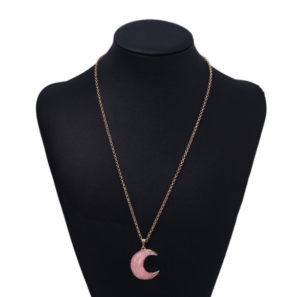 'Silent Tones' Crescent Moon Resin Gold Necklace - Picture 4 of 7